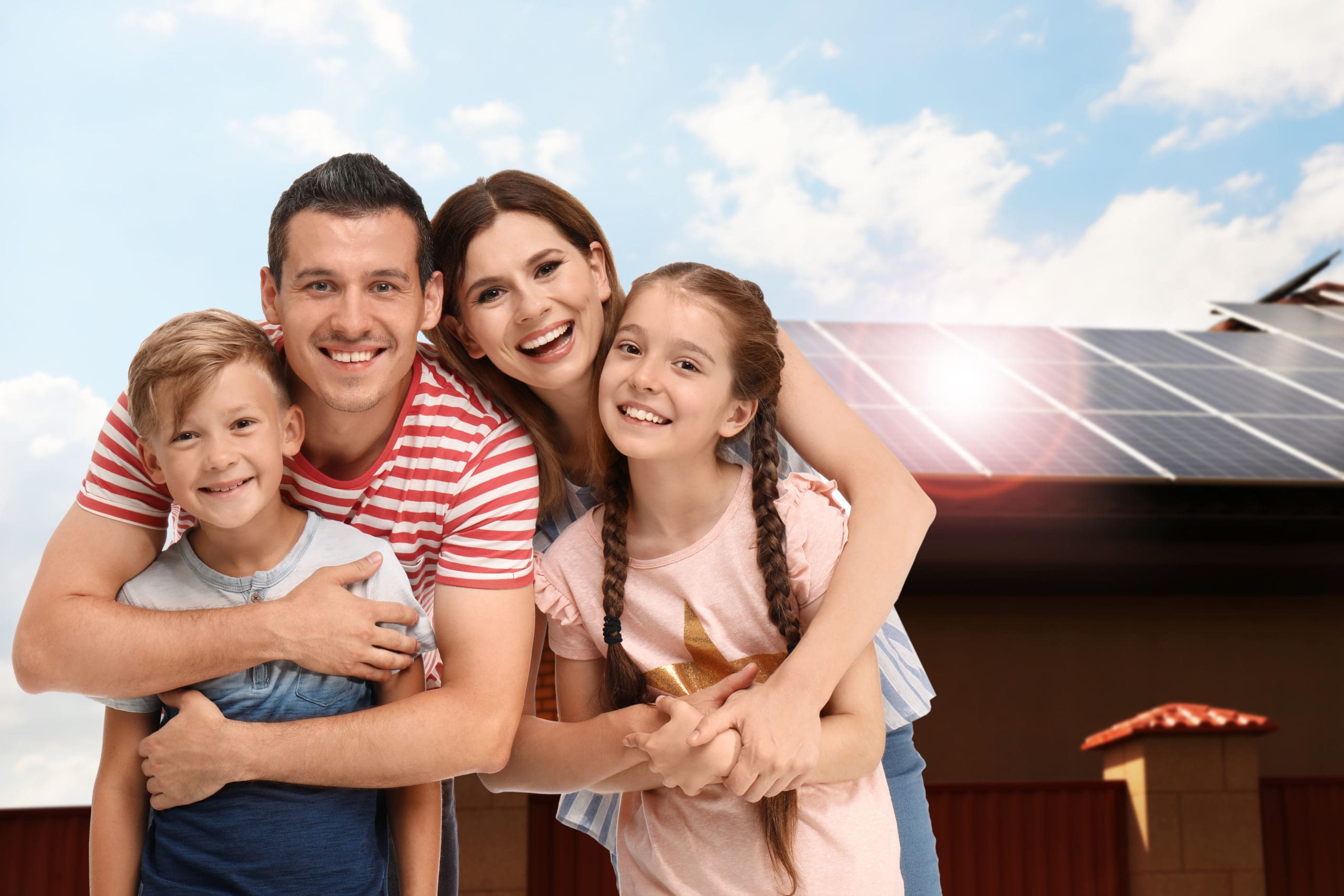 solar house happy family