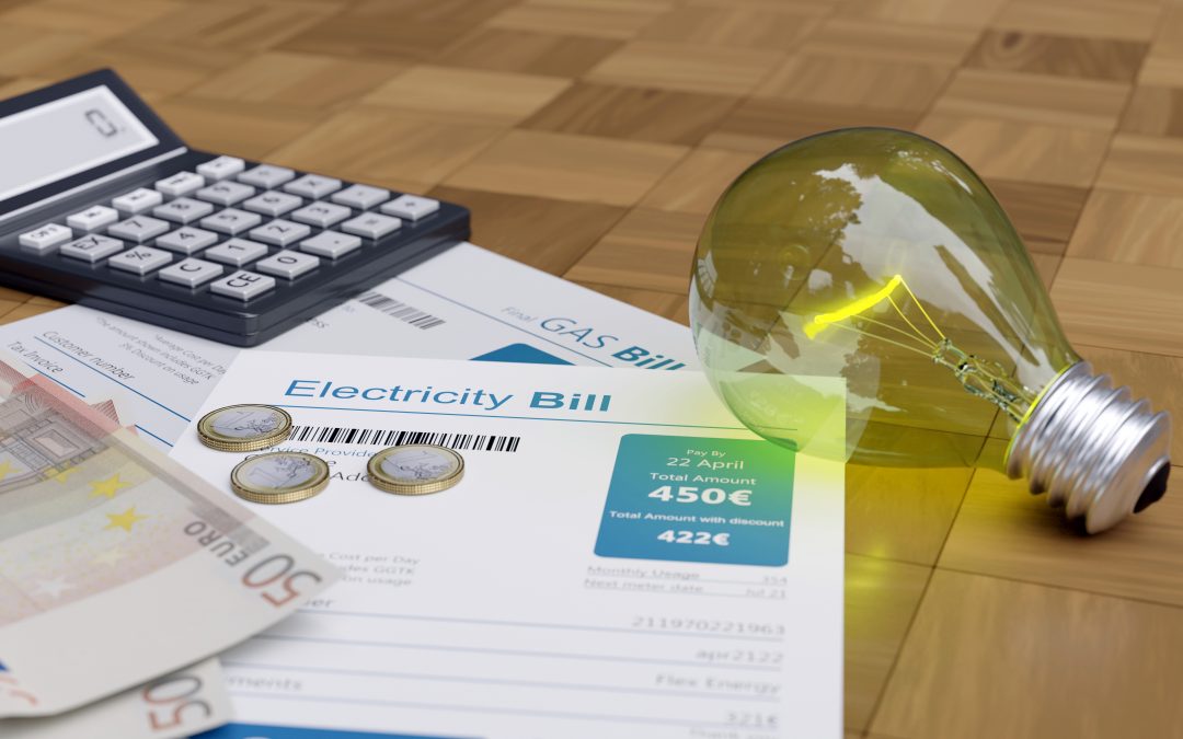 electricity bill euro banknote light bulb