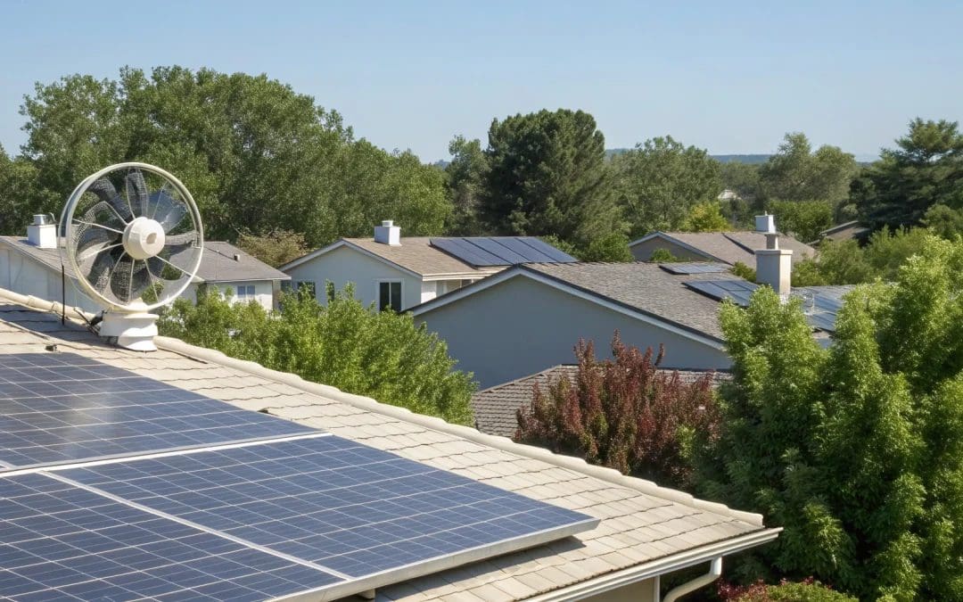 A durable solar attic fan properly installed on a roof for a long lifespan.